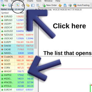 The Market Watch window